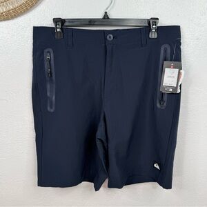 Quiksilver Waterman Hybrid Performance Walkshorts Mens 32 Navy Blue 9" inseam